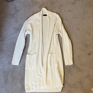 Elegant White Open Front Cardigan